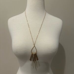Unique Pendant Necklace with Brown and Brass Accents